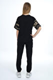Kız Çocuk Yazı Baskılı Alt-Üst Takım 8-14 Yaş Lx305
