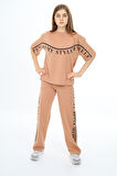 Kız Çocuk Salkım Yazı Baskılı Alt-Üst Takım 9-14 Yaş Px028