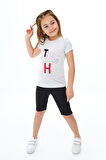 Kız Çocuk Kısa Taytlı Takım (T-shirt+Tayt) 3-13 Yaş Zu101