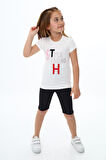 Kız Çocuk Kısa Taytlı Takım (T-shirt+Tayt) 3-13 Yaş Zu101