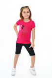 Kız Çocuk Kısa Taytlı Takım (T-shirt+Tayt) 3-13 Yaş Zu101