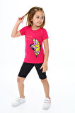 Kız Çocuk Kelebek Baskılı Kısa Taytlı Takım 3-13 Yaş Zu104