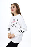 Kız Çocuk Yaka ve Bilek Baskılı 3 İplik Sweatshirt Px492.2