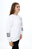 Kız Çocuk Yaka ve Bilek Baskılı 3 İplik Sweatshirt Px492.2
