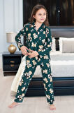 Kız Çocuk Ayıcık Baskılı Pijama Takımı 12167