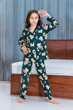 Kız Çocuk Ayıcık Baskılı Pijama Takımı 12167