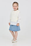 Kız Çocuk 3'lü Jean Takım (Jean Etek+Gömlek+Triko Yelek) 12170