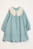 Kız Çocuk Dantel Yakalı Dokuma Elbise 3-7 Yaş 12247