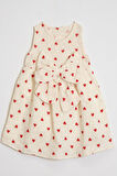 Kız Çocuk %100 Müslin Pamuk Fiyonk Detaylı Elbise 4-10 Yaş 12262