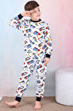 Erkek Çocuk İş Makineleri Baskılı Pijama Takımı 1-7 Yaş 12291