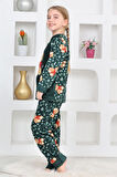 Kız Çocuk Welsoft Kumaş-Göz Bantlı Ayıcık Baskılı Pijama Takımı 12293