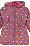 Kız Çocuk İçi Peluş Astarlı-Desenli-Kapüşonlu-Beli Lastikli Mont 12363