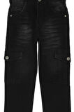 Erkek Çocuk Kargo Cepli Esnek Belli Likralı Jean Pantolon 13-17 Yaş 12364