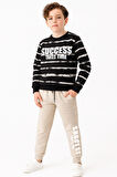 Erkek Çocuk 2 İplik Şardonsuz Alt-Üst Takım Yatay Desenli 3-10 Yaş 12414