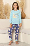 Kız Çocuk %100 Pamuk İnterlok Kumaş Pijama Takımı 6-15 Yaş 12421