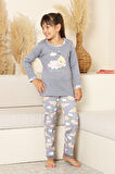 Kız Çocuk %100 Pamuk İnterlok Kumaş Pijama Takımı 11-15 Yaş 12448
