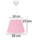 Pembe Konik 20x25 kumaş Kaplama 3,lü Set Salon yatak odası Çocuk Odası Genç Ve Bebek Odası Avize Ve Abajur Seti