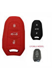2 Adet Opel Grandland X Uyumlu Silikon Anahtar Koruma Kılıfı Kırmızı Ve Siyah Renk