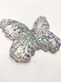 Kelebek Şeffaf Glitter Simli Moj Moj Taba Squishy Sıkma 10x8 cm Simli Sukuşi - Gri
