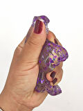 Kelebek Şeffaf Glitter Simli Moj Moj Taba Squishy Sıkma 10x8 cm Simli Sukuşi - Mor