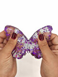 Kelebek Şeffaf Glitter Simli Moj Moj Taba Squishy Sıkma 10x8 cm Simli Sukuşi - Mor