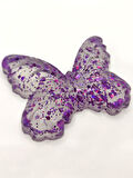Kelebek Şeffaf Glitter Simli Moj Moj Taba Squishy Sıkma 10x8 cm Simli Sukuşi - Mor