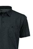 Oppland Erkek Gömlek Yaka Desenli Cepli Kısa Kollu Normal Kesim Premium Pamuklu Kumaş T-shirt