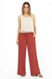 Oppland Kadın Düz Renk Rahat Kesim Beli Lastikli Aerobin Kumaş Pantolon