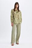 DeFacto Relax Fit Desenli Vual Uzun Kollu Tesettür Bluz Tunik C9738AX24SMGN1156