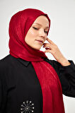 SakaFashion HASIR DESENLİ JAKARLI ŞAL - KIRMIZI