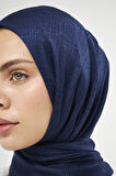 SakaFashion HASIR DESENLİ JAKARLI ŞAL - AÇIK LACİVERT 