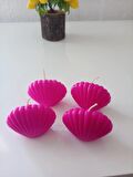 4'lü Pembe Fuşya Mini İstiridye Deniz Kabuğu 1. Kalite Doğal Kokulu Mum Dekoratif