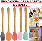Silikon Spatula Set Yemek Hazırlama Kek Tatlı Yemek Mutfak Seti 5 ADET Kaşık Fırça