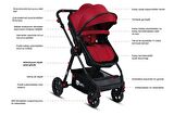 4 Baby Cool Siyah Travel Sistem Bebek Arabası AB482y BabyDoor