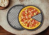 Pizza Pişirme Tepsisi 31 cm Yanmaz Ve Yapışmaz Pizza Pan Oval Delikli Fırın Tepsisi 
