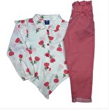 uğurböceğiçocuk Lale Baskılı Bağlamalı Kız Çocuk Takım 24134