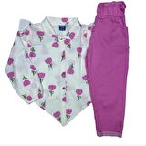 uğurböceğiçocuk Lale Baskılı Bağlamalı Kız Çocuk Takım 24134