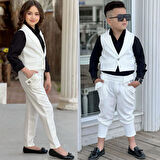 uğurböceğiçocuk Yeleki Şalvar Pantolon Görünümlü 3'lü Unisex Çocuk Takım