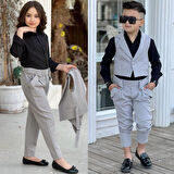 uğurböceğiçocuk Yeleki Şalvar Pantolon Görünümlü 3'lü Unisex Çocuk Takım