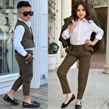 uğurböceğiçocuk Yeleki Şalvar Pantolon Görünümlü 3'lü Unisex Çocuk Takım