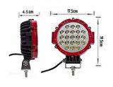 63W CRE Power Led Üniversal Yuvarlak Sis Lambası 21 Ledli Kırmızı