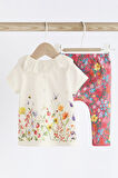 Next Baby Mercan Pembesi Çiçek Desenli Alt Üst Takım