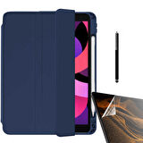 Smcase Apple iPad Pro 12.9 2021 5.Nesil Kılıf Standlı Kalem Bölmeli Arkası Şeffaf nt22  Nano  Kalem