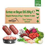 Kırmızı ve Beyaz Etli Tahılsız 20 Kg 271 Gr 74 Adet Çiğmamam Barf Köpek Maması
