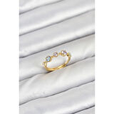 Pirinç Gold Renk Renkli Zirkon Taşlı Kadın Yüzük