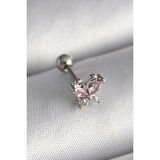 316l Çelik Gümüş Renk Pembe Zirkon Taşlı Kelebek Tragus Piercing - Tj-pr1241