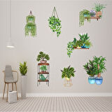 Saksılı Çiçek Tasarımlı Yapışkanlı Sticker (4915)