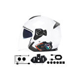 Yeni Model Y80-2x Motosiklet İntercom 2 Kişilik Bağlantı Rgb Işıklı Bluetooth Kulaklık Seti