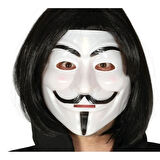 Siyah Renk Takma Kısa Saç Ve V For Vendetta Maskesi Anonymous Maskesi (4915)
