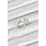 Pirinç Gümüş Renk Zirkon Taşlı Kalpli Kadın Yüzük